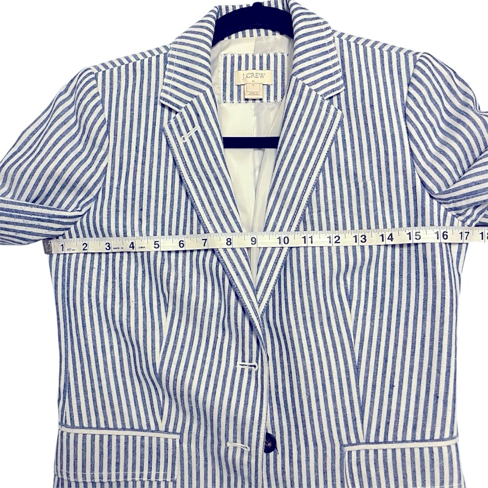 J. Crew Blue and White Striped Cotton Blend Blazer - Picture 9 of 10